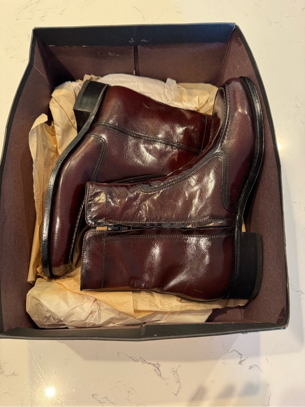 Florsheim Essex Moc Toe Zip Boot-Black Cherry Mens Size 7.5D NEW WITH BOX
